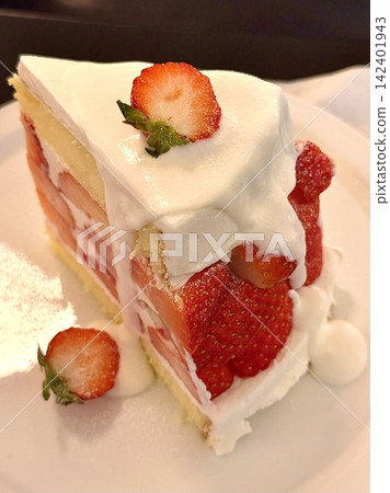 A delectable slice of cake with rich layers of cream and frosting, topped with fresh fruit or sprinkles. Perfect for dessert photography, showcasing indulgence and sweetness in food-related projects. A delectable slice of cake with rich layers of cream and frosting, topped with fresh fruit or sprinkles. Perfect for dessert photography, showcasing indulgence and sweetness in food-related projects. 142401943