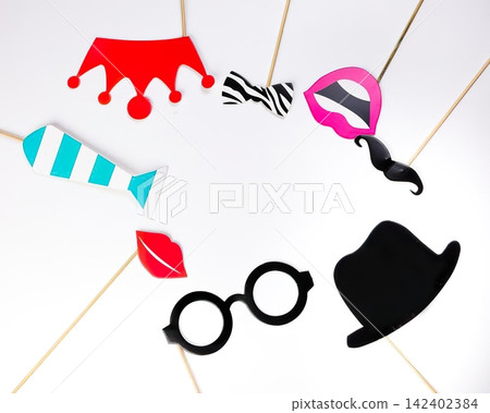 Colorful fashion accessories hanging on a clothesline Colorful fashion accessories hanging on a clothesline 142402384
