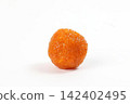 Close-up of a crispy orange fried cheese ball on white 142402495