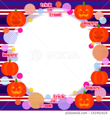 Halloween frame with border pattern, featuring a jack-o'-lantern and a pumpkin. Halloween frame with border pattern, featuring a jack-o'-lantern and a pumpkin. 142402828