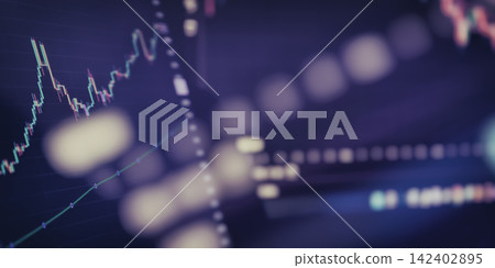 Abstract financial background with stock market candlestick chart and modern bokeh effect. Abstract financial background with stock market candlestick chart and modern bokeh effect. 142402895