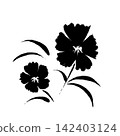 Autumn's Seven Flowers Painted with Brush: Carnation (Nadeshiko) - Ink 142403124