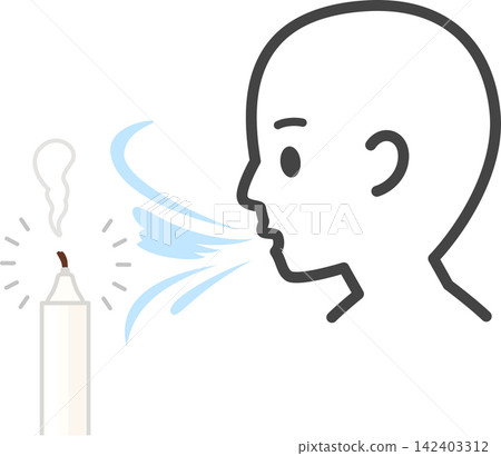 A person blowing out a candle flame A person blowing out a candle flame 142403312