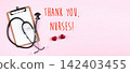 Thank you nurses message with stethoscope and hearts on pink 142403455