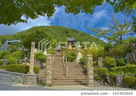Summer sky and mountain temple Summer sky and mountain temple 142403884