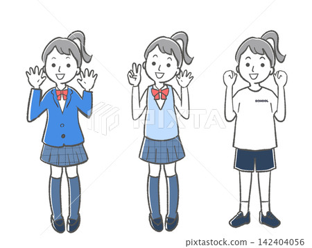 高中女生製服：西裝外套、背心、運動服 142404056