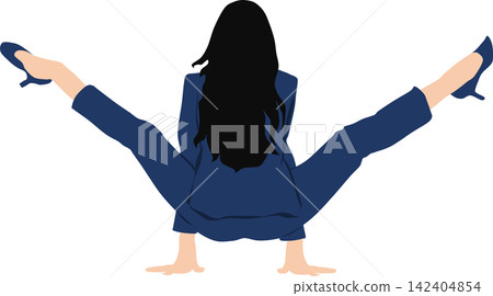 一幅描繪女商人雙手支撐身體的插圖。 142404854