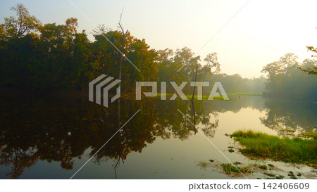 sunset over the river 142406609