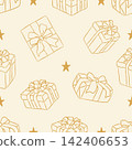 seamless pattern with gift boxes and snowflakes 142406653
