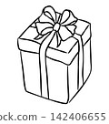gift box with ribbon icon, outline style 142406655