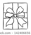 black gift box with a bow 142406656