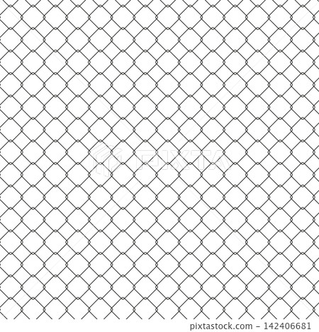 Prison black mesh, fishnet texture. Fence wire chain link pattern. Basketball hoop net. Soccer pattern, football or hockey gate. Endless grid background. Rhombus lattice.  142406681