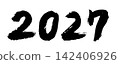 2027 Ink Calligraphy Handwritten Western Year Numbers New Year Card Material 142406926