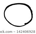 A circle drawn with ink brush; a hand-drawn circular frame material. 142406928