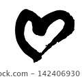 Heart drawn with ink brush; hand-drawn brush illustration material 142406930