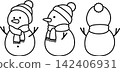 Japanese winter snowman, 2 tiers (line drawing) 142406931