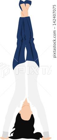 An illustration of a businesswoman supporting herself with her hands. An illustration of a businesswoman supporting herself with her hands. 142407075