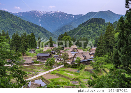五箇山和相倉合掌造村,世界遺產:漂浮在水面上的典型日本景觀。 五箇山和相倉合掌造村,世界遺產:漂浮在水面上的典型日本景觀。 142407081