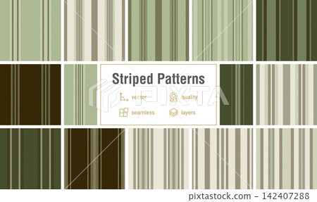 Striped pack designed for scarves and wraps. Coordinated lines repeats elevate seasonal fashion. Vector format is editable. 142407288