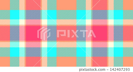 Product plaid textile pattern, wool background tartan seamless. Graph texture check vector fabric in light salmon and teal colors. Product plaid textile pattern, wool background tartan seamless. Graph texture check vector fabric in light salmon and teal colors. 142407293