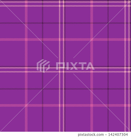 King texture background vector, mother fabric tartan seamless. Factory plaid check pattern textile in purple and light pink colors. 142407304