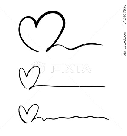 A line drawing of a heart drawn with a black pen. 142407650