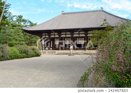 Nara: Toshodai-ji Temple where bush clover is in bloom. Nara: Toshodai-ji Temple where bush clover is in bloom. 142407883