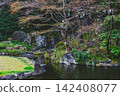 The landscape of the sacred pond garden, enveloped by layers upon layers of tree branches and a clear stream of water. March 2024. 142408077