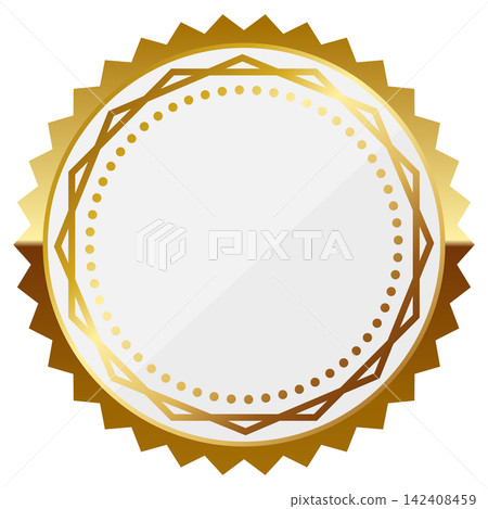 Luxurious emblem frame in white and gold 142408459