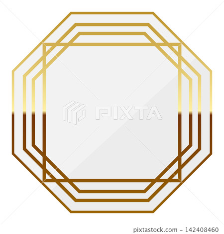 Luxurious octagonal emblem frame in white and gold. Luxurious octagonal emblem frame in white and gold. 142408460