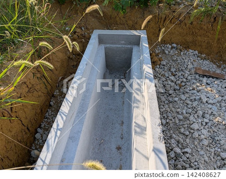 Inside the edge of the drainage ditch Inside the edge of the drainage ditch 142408627