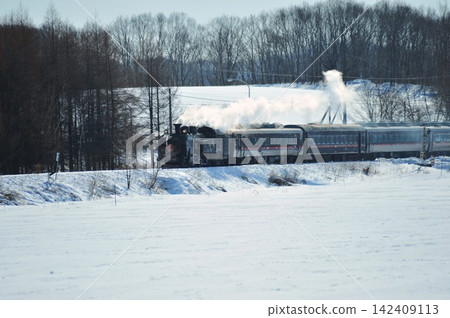 冬季,SL冬季沼澤列車沿著仙茂本線運行,展現了北海道的雪景。 冬季,SL冬季沼澤列車沿著仙茂本線運行,展現了北海道的雪景。 142409113