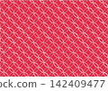 Japanese pattern with Shippo motif, against a red and white geometric background. 142409477