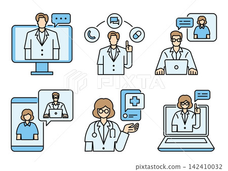 colorline telemedicine icon illustration colorline telemedicine icon illustration 142410032