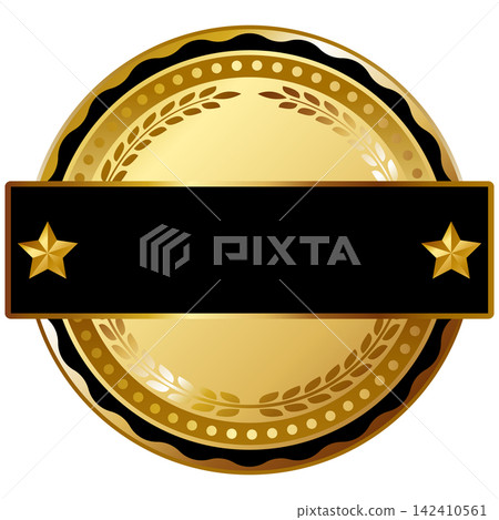 Luxurious emblem frame in black and gold Luxurious emblem frame in black and gold 142410561