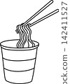 instant ramen noodle cup hand drawn illustration 142411527