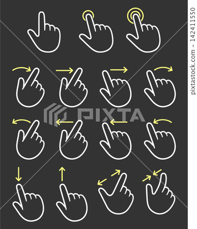 Touch screen finger gestures icon set Touch screen finger gestures icon set 142411550