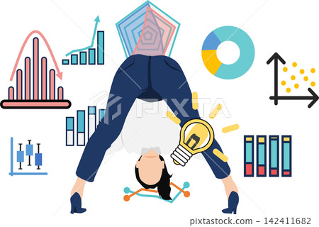 Illustration of a businesswoman with an idea Illustration of a businesswoman with an idea 142411682
