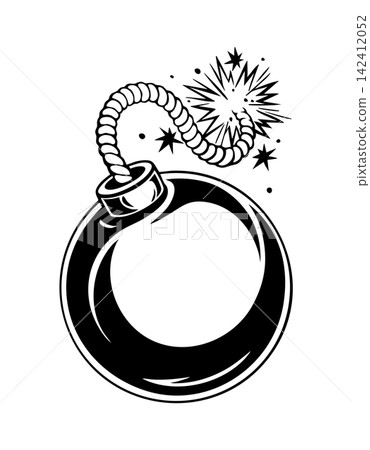Burning Bomb with Fuse Vector Line Art Burning Bomb with Fuse Vector Line Art 142412052