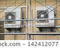 Demolition site: Outdoor air conditioning unit with recovered refrigerants. 142412077
