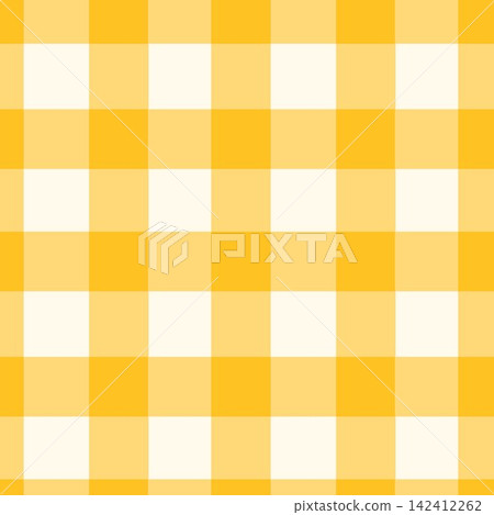 Yellow gingham check pattern with warm cream squares in simple flat vector style Yellow gingham check pattern with warm cream squares in simple flat vector style 142412262
