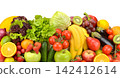 Vibrant Composition Of Raw Vegetables Mix And Sweet Ripe Fruits 142412614