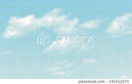 Abstract Sky Halftone Texture with Blue Dots and Cloud Forms, Minimal Atmospheric Background for Modern Graphic and Print Design. Vector Background. Abstract Sky Halftone Texture with Blue Dots and Cloud Forms, Minimal Atmospheric Background for Modern Graphic and Print Design. Vector Background. 142412873