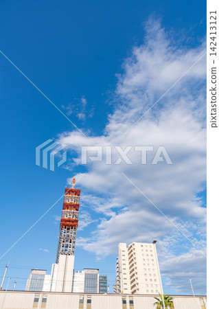 Blue sky and telephone base station Blue sky and telephone base station 142413121