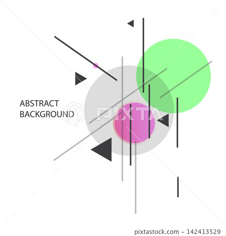 Abstract geometric vector design featuring black triangles, purple and brown circles, and intersecting lines. Abstract geometric vector design featuring black triangles, purple and brown circles, and intersecting lines. 142413529