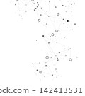Set abstract vector illustrations depicting interconnected nodes and lines, resembling molecular structures or digital network 142413531
