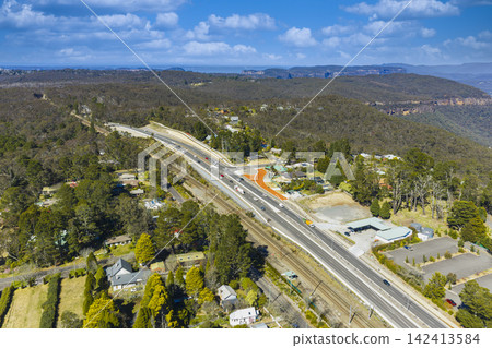Aerial photograph of the Great Western Highway in Medlow Bath Aerial photograph of the Great Western Highway in Medlow Bath 142413584