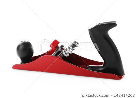 Modern jack plane isolated on white. Carpenter's tool Modern jack plane isolated on white. Carpenter's tool 142414208