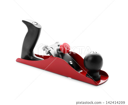 Modern jack plane isolated on white. Carpenter's tool Modern jack plane isolated on white. Carpenter's tool 142414209