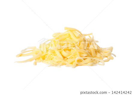 Pile of grated cheese isolated on white Pile of grated cheese isolated on white 142414242